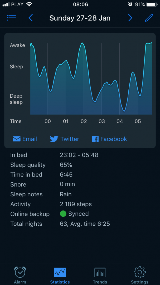Screen: Aplikacja iOS Sleep Cycle